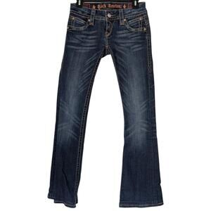 Rock Revival Jeans Womens 28 Blue Patti Boot Bootcut Contrast Stitch Embellished